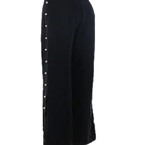 Zara Navy High Waist Pearl Button Slit Pants - Picture 5 of 7